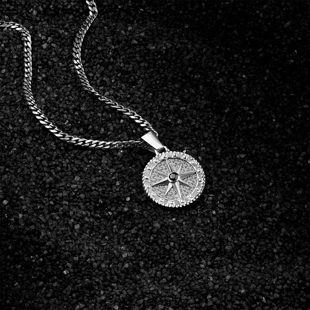 Compass Necklace - Solid Silver  (Pendant Only)