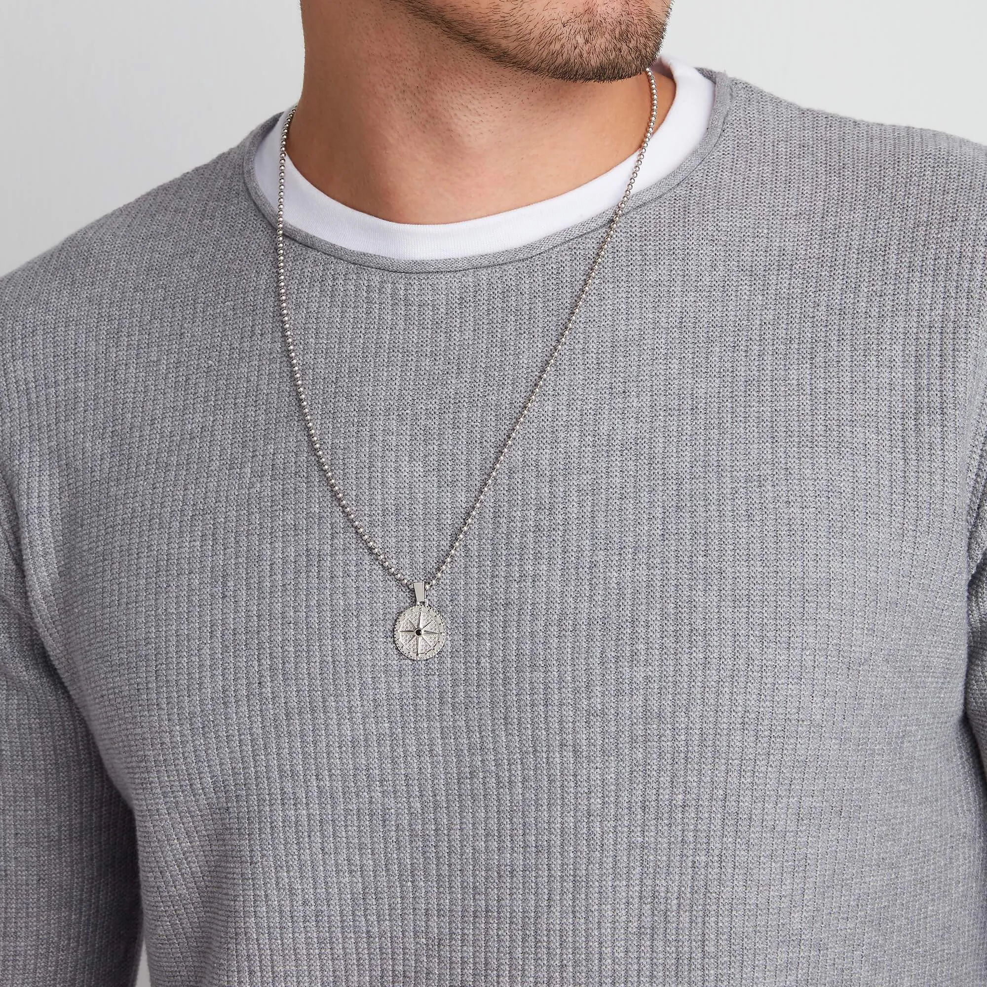 Compass Necklace - Solid Silver  (Pendant Only)