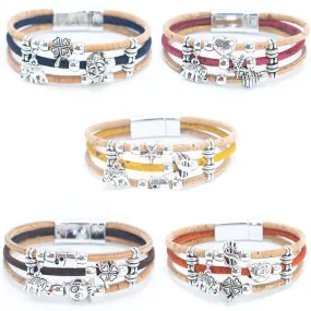 Cork jewelry cork bracelet for women colorful Cork handmade bracelet BR-287-MIX-5(NEW)