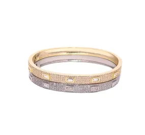 CZ Paved Stone Bangle Bracelet (B115)