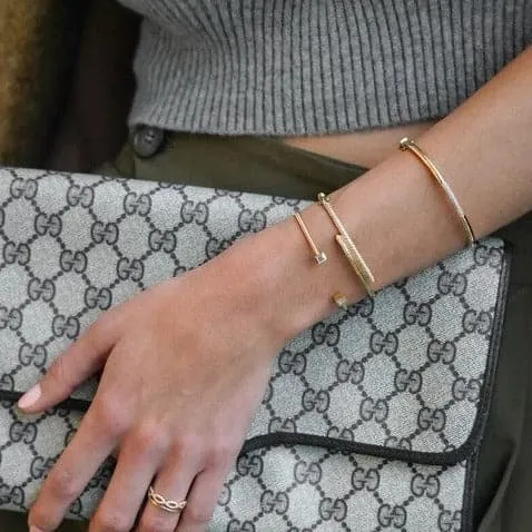 Dana Rebecca Designs Cynthia Rose Pave Dome Bangle Bracelet - Yellow Gold