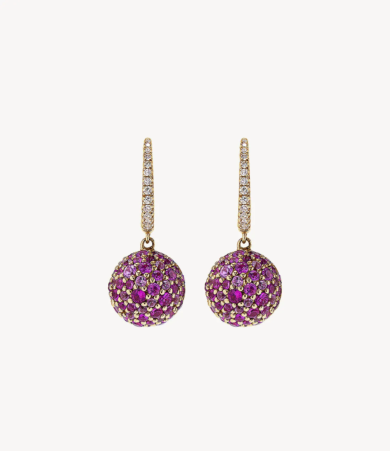 Diamond & Pink Sapphire Bauble Hoop Earrings