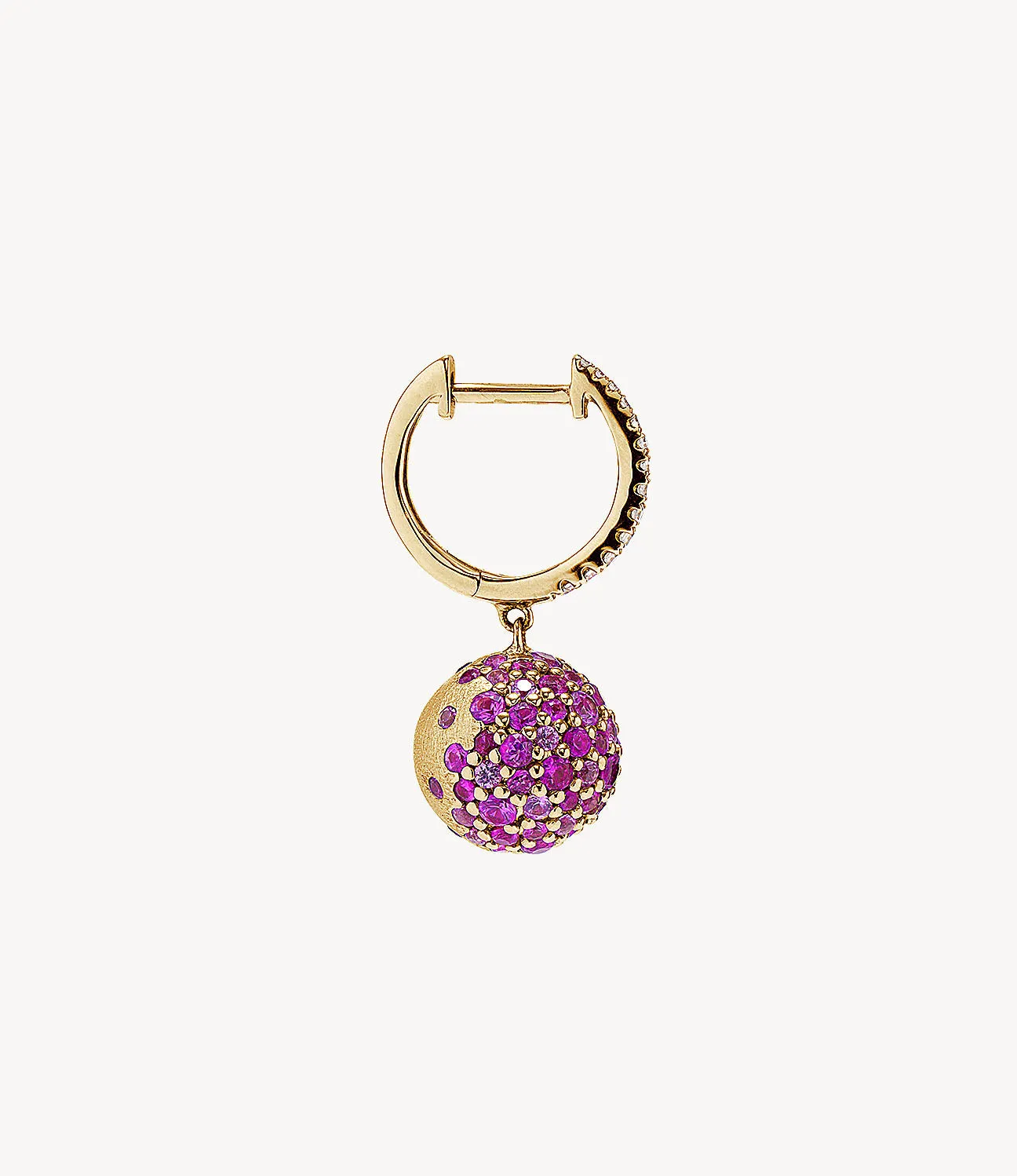 Diamond & Pink Sapphire Bauble Hoop Earrings