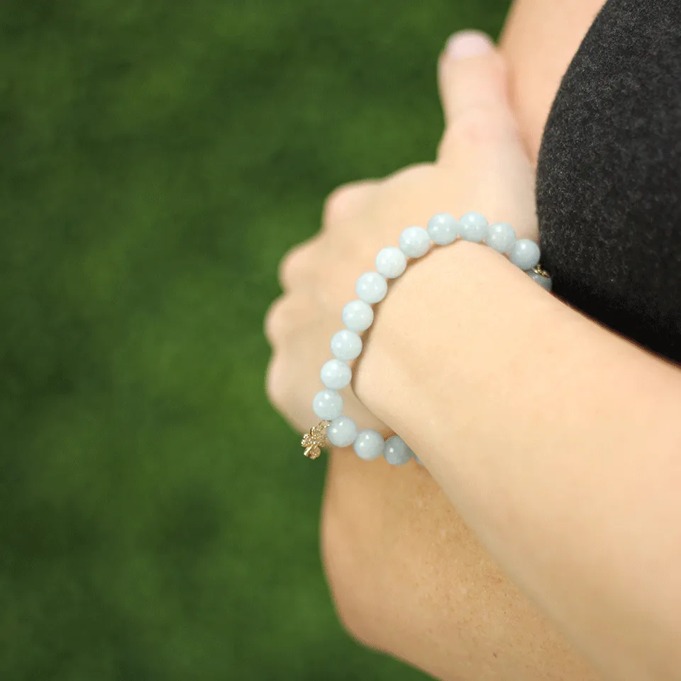 Diamond Clover Charm Beaded Bracelet
