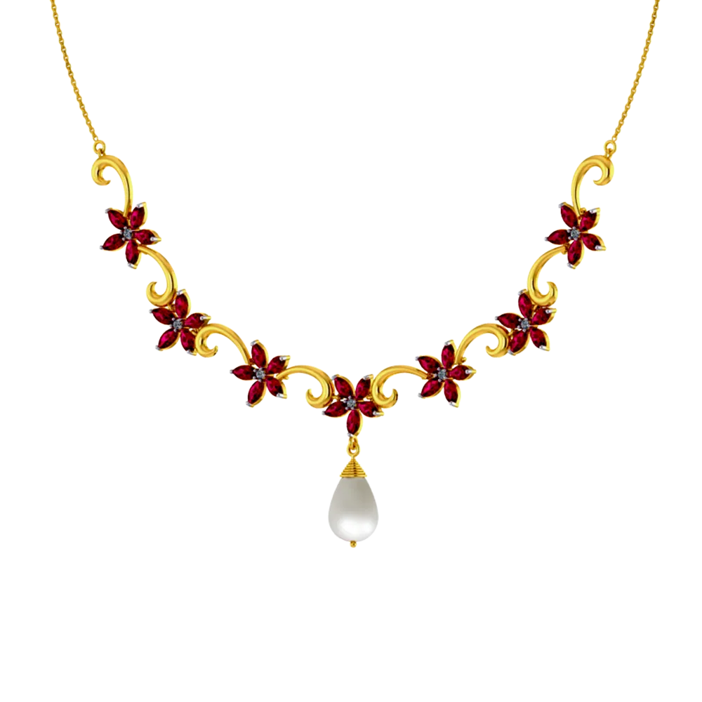 Diamond Embossed Gold Necklace
