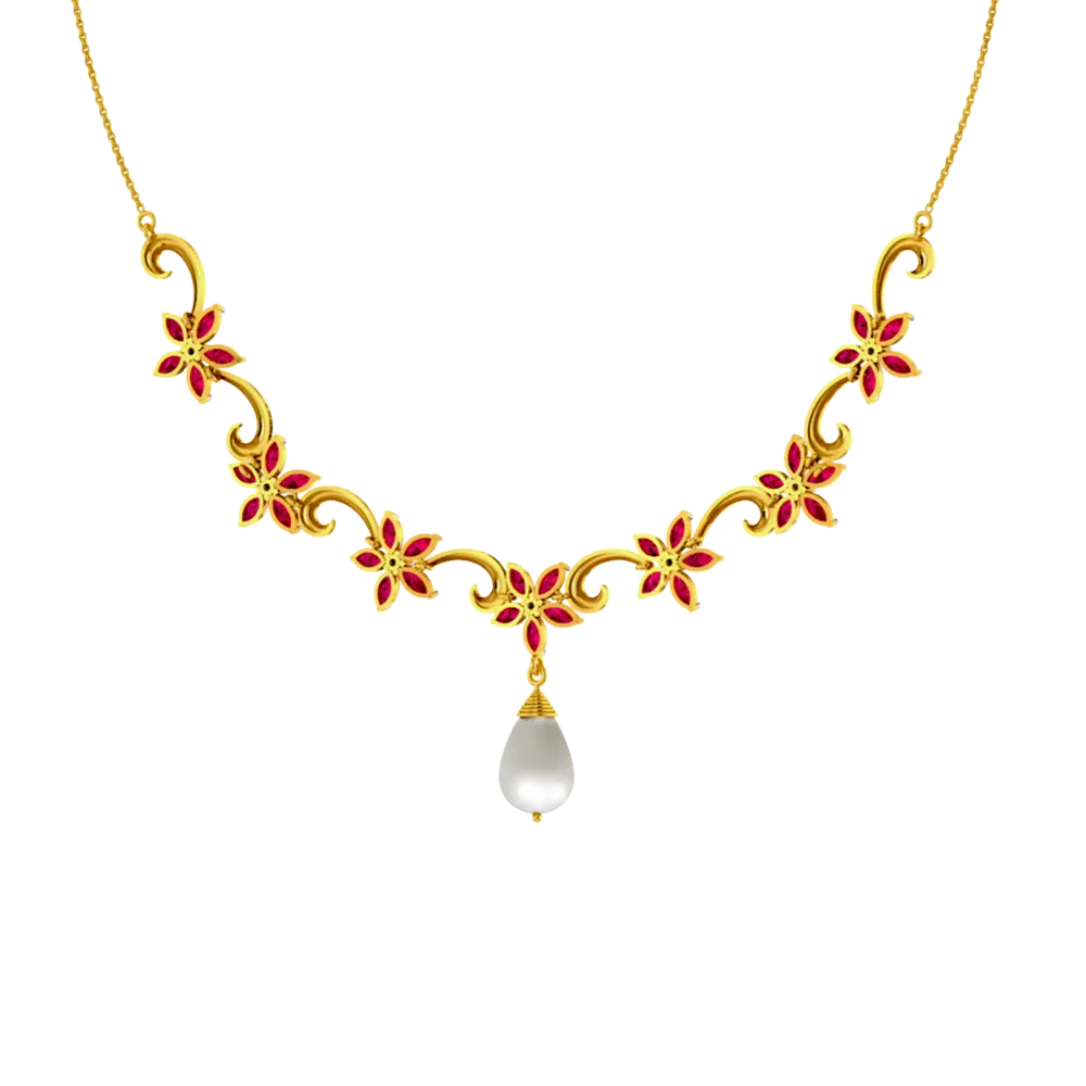 Diamond Embossed Gold Necklace