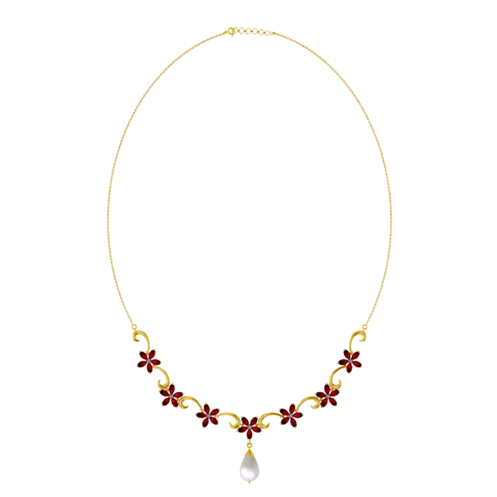 Diamond Embossed Gold Necklace
