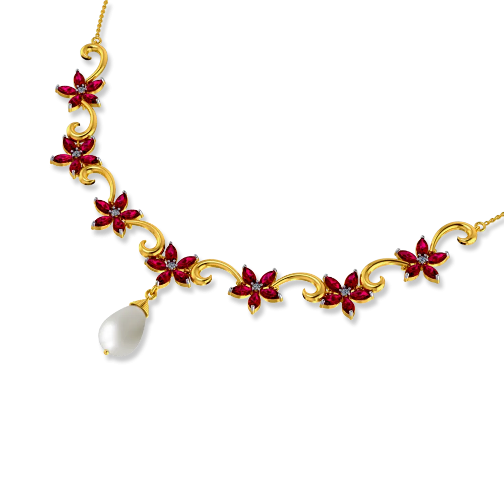 Diamond Embossed Gold Necklace