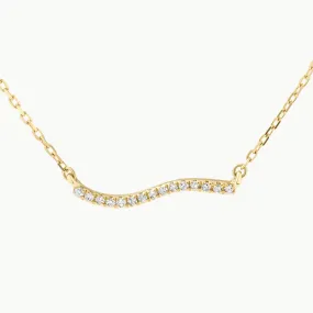 Diamond Fine Wave Necklace in 10k Gold