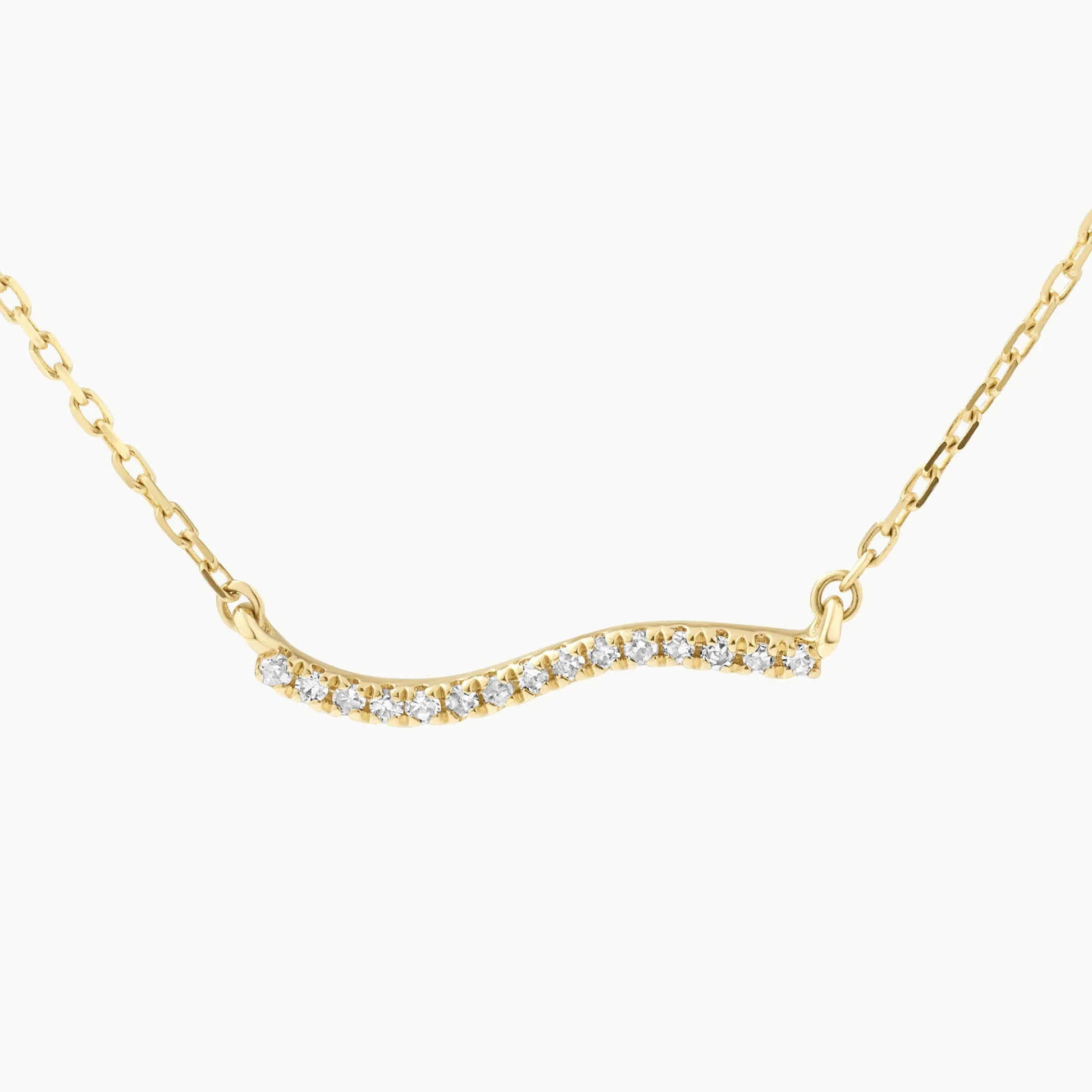 Diamond Fine Wave Necklace in 10k Gold