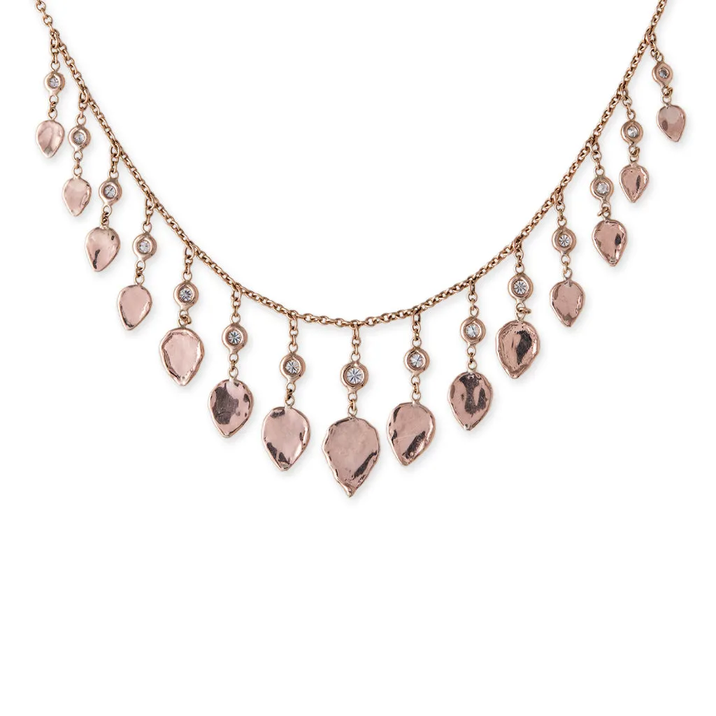DIAMOND GRADUATED HAMMERED TEARDROP SHAKER NECKLACE