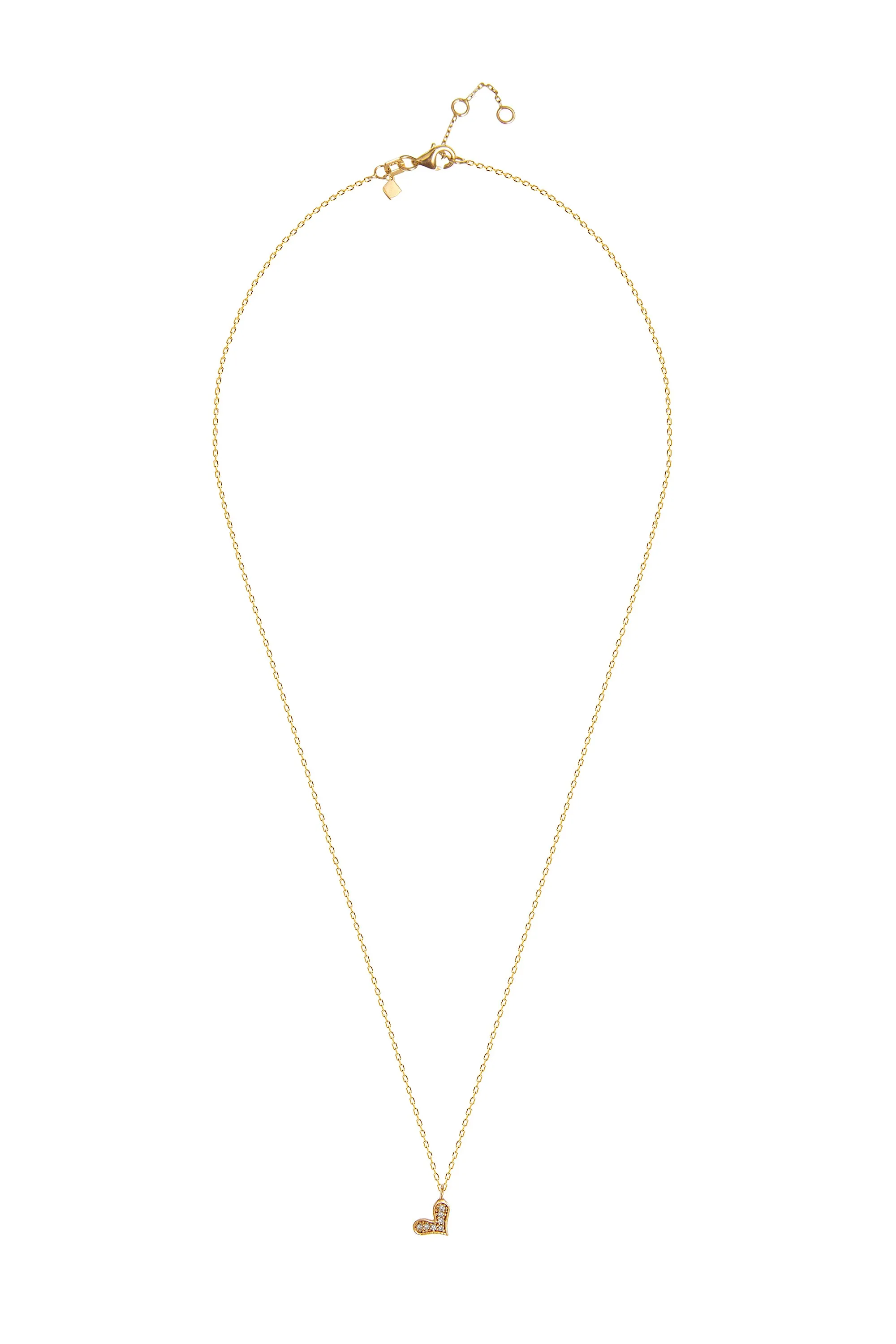 Diamond Heart Necklace - 14 karat gold diamond necklace, diamonds 0.05ct