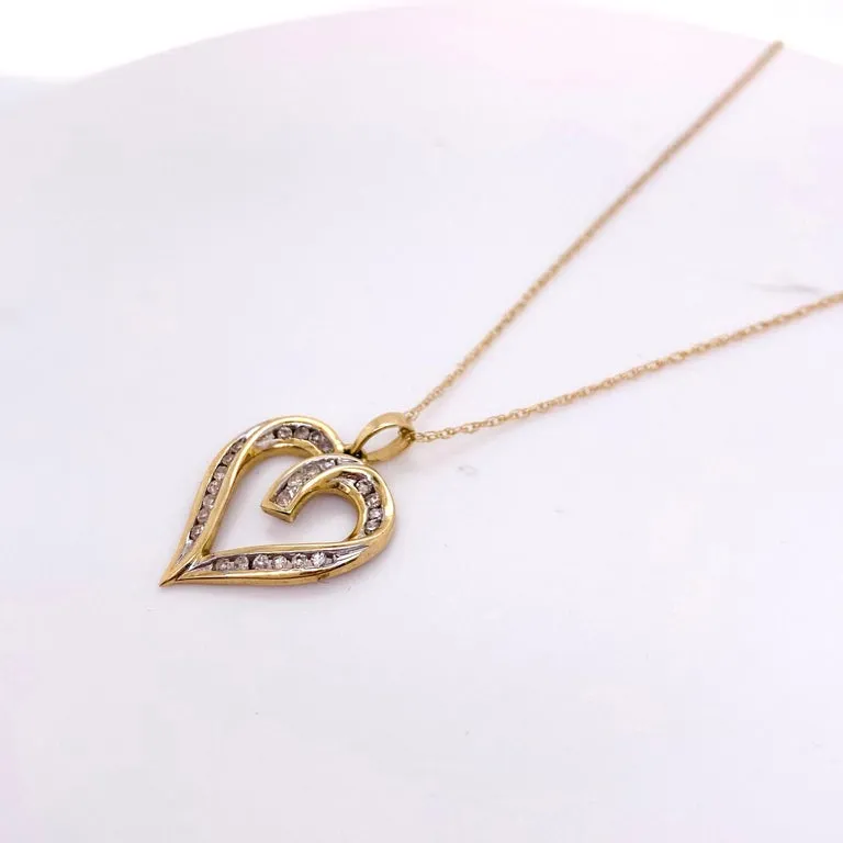 Diamond Open Heart Pendant Necklace