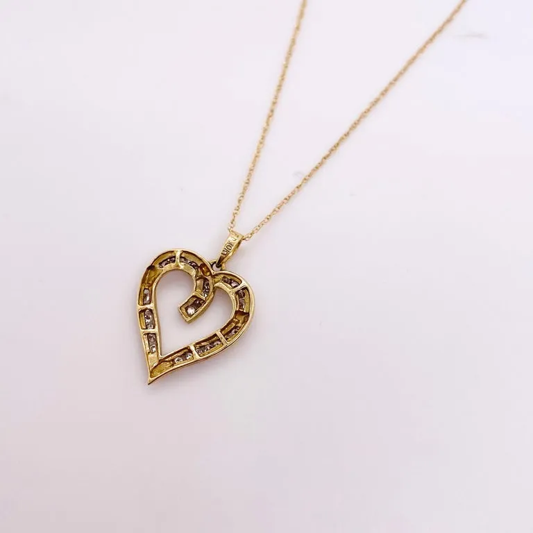 Diamond Open Heart Pendant Necklace
