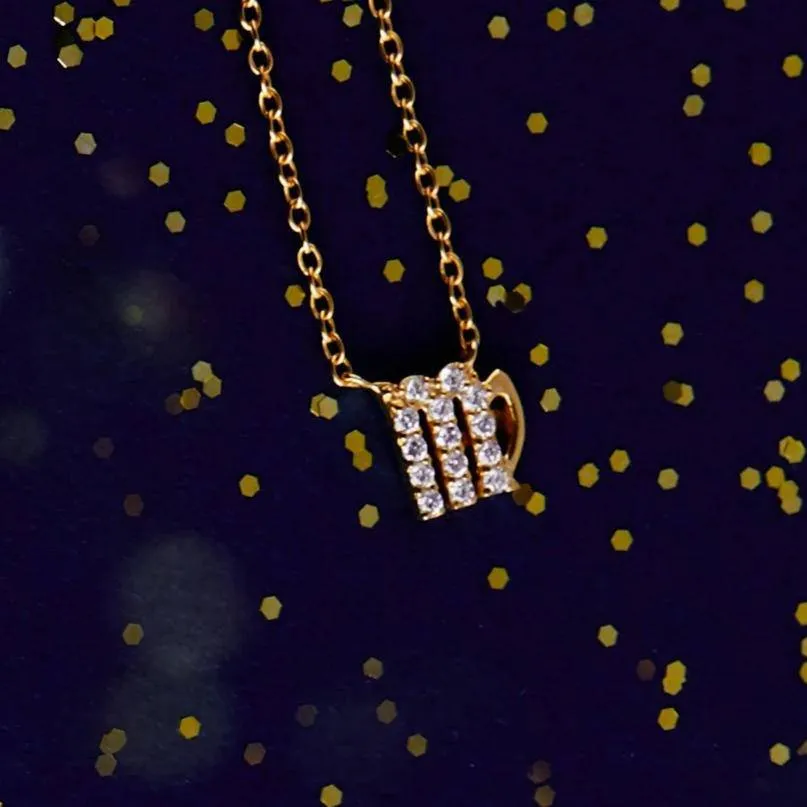 Diamond Zodiac Necklace Gold Virgo