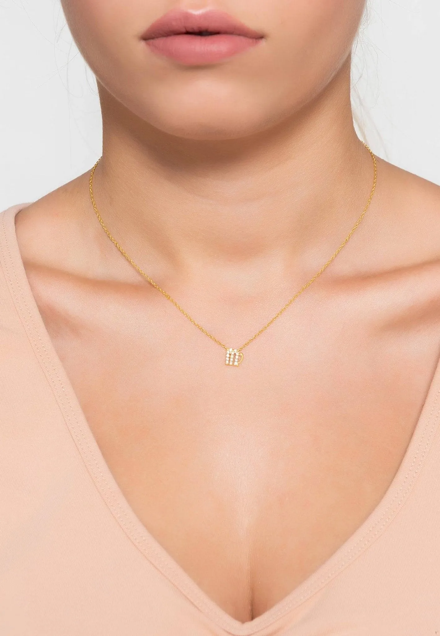 Diamond Zodiac Necklace Gold Virgo