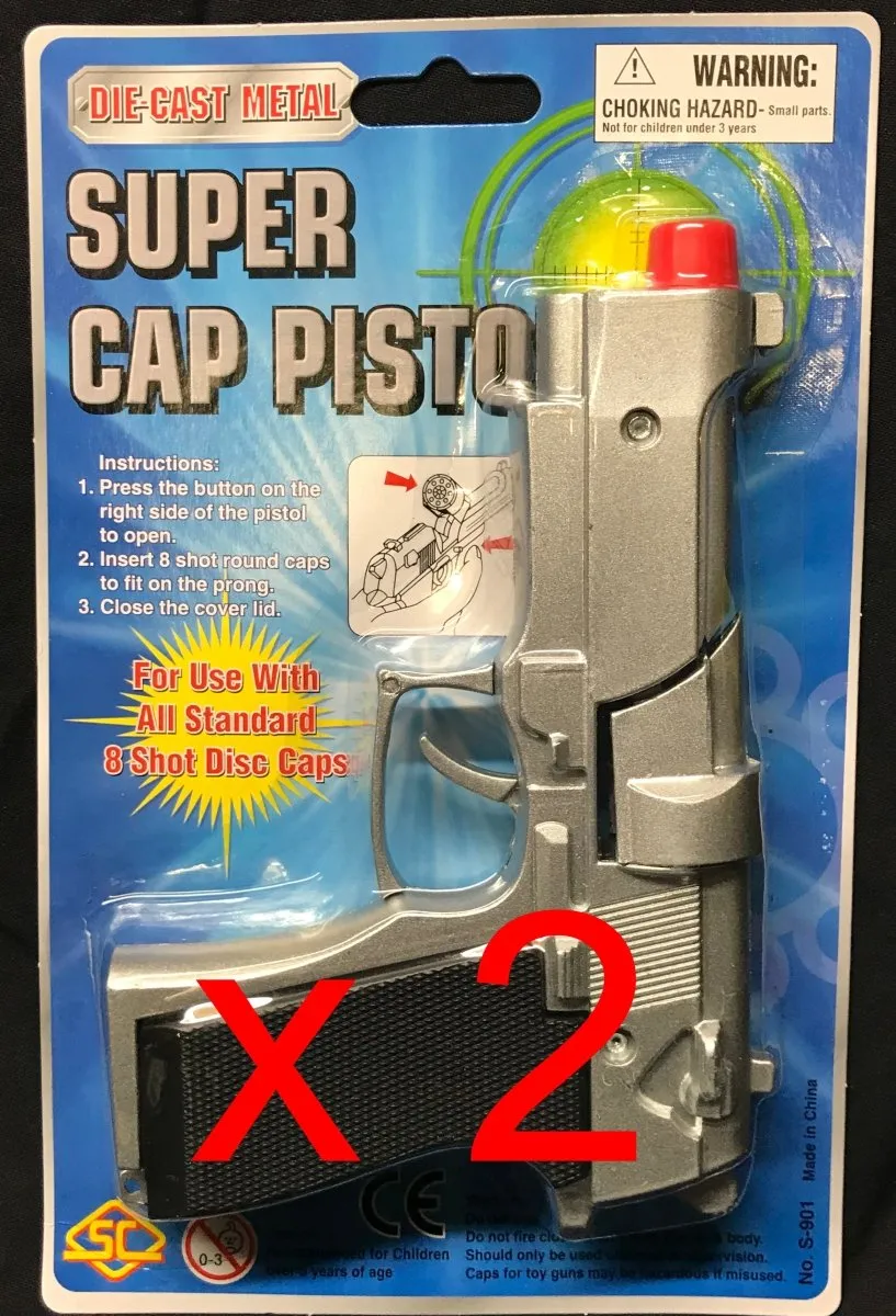 Die Cast Metal Revolver Cap Gun & 8 Ring Caps