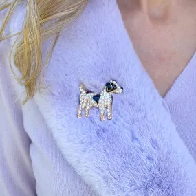 Dog Brooch Dog Pin Vintage Brooch Black Gold Brooch Diamante