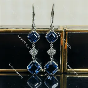 Doveggs asscher round bezel colored gem dangle earrings
