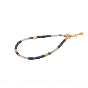 Dumortierite, London Blue Topaz, Aquamarine 3mm Bracelet 24K Fair Trade Gold Vermeil
