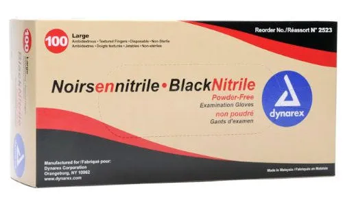 Dynarex - Powder-Free Heavy-Duty Black Nitrile Exam Gloves - Case