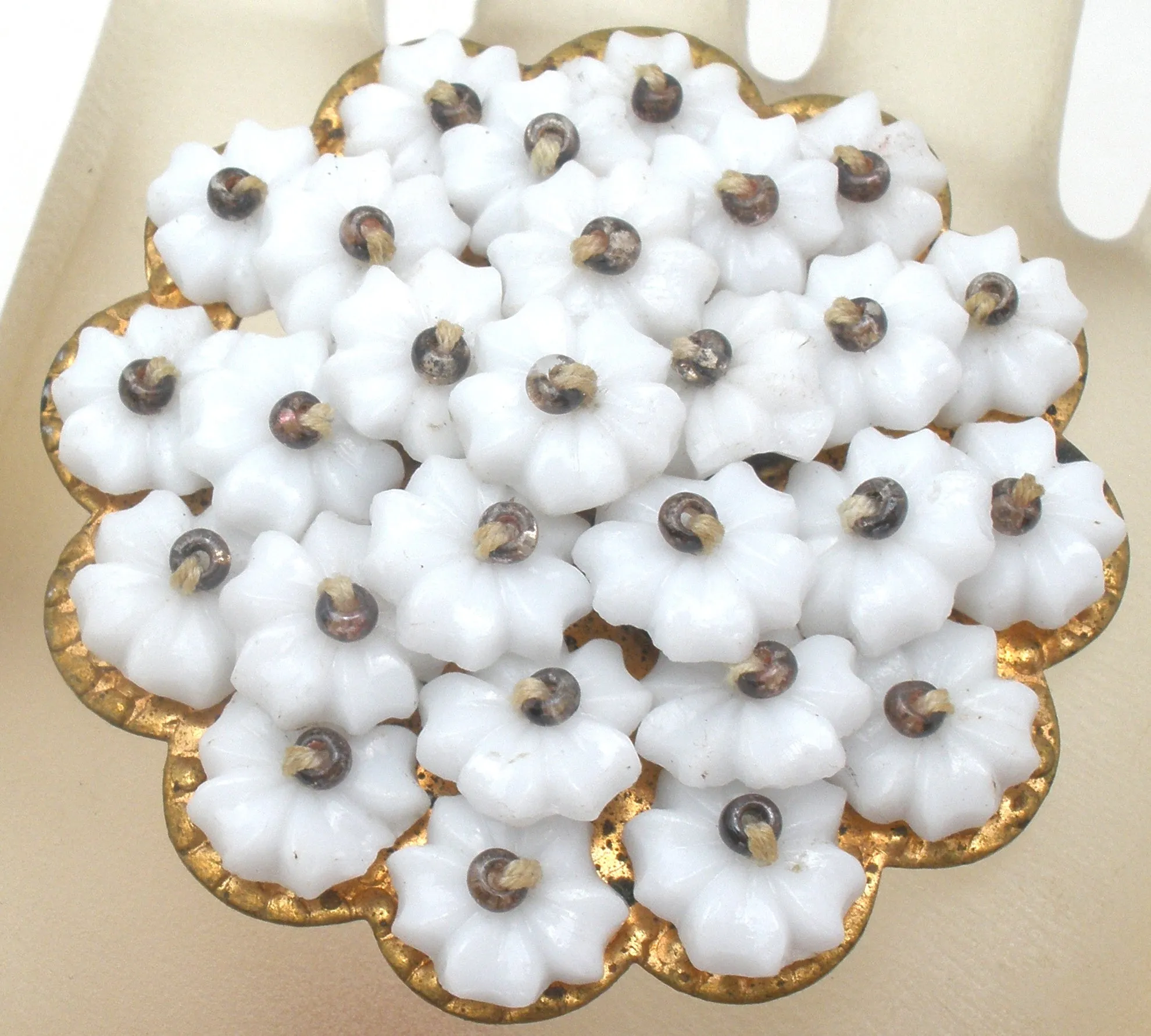 Early Miriam Haskell White Flower Brooch Vintage