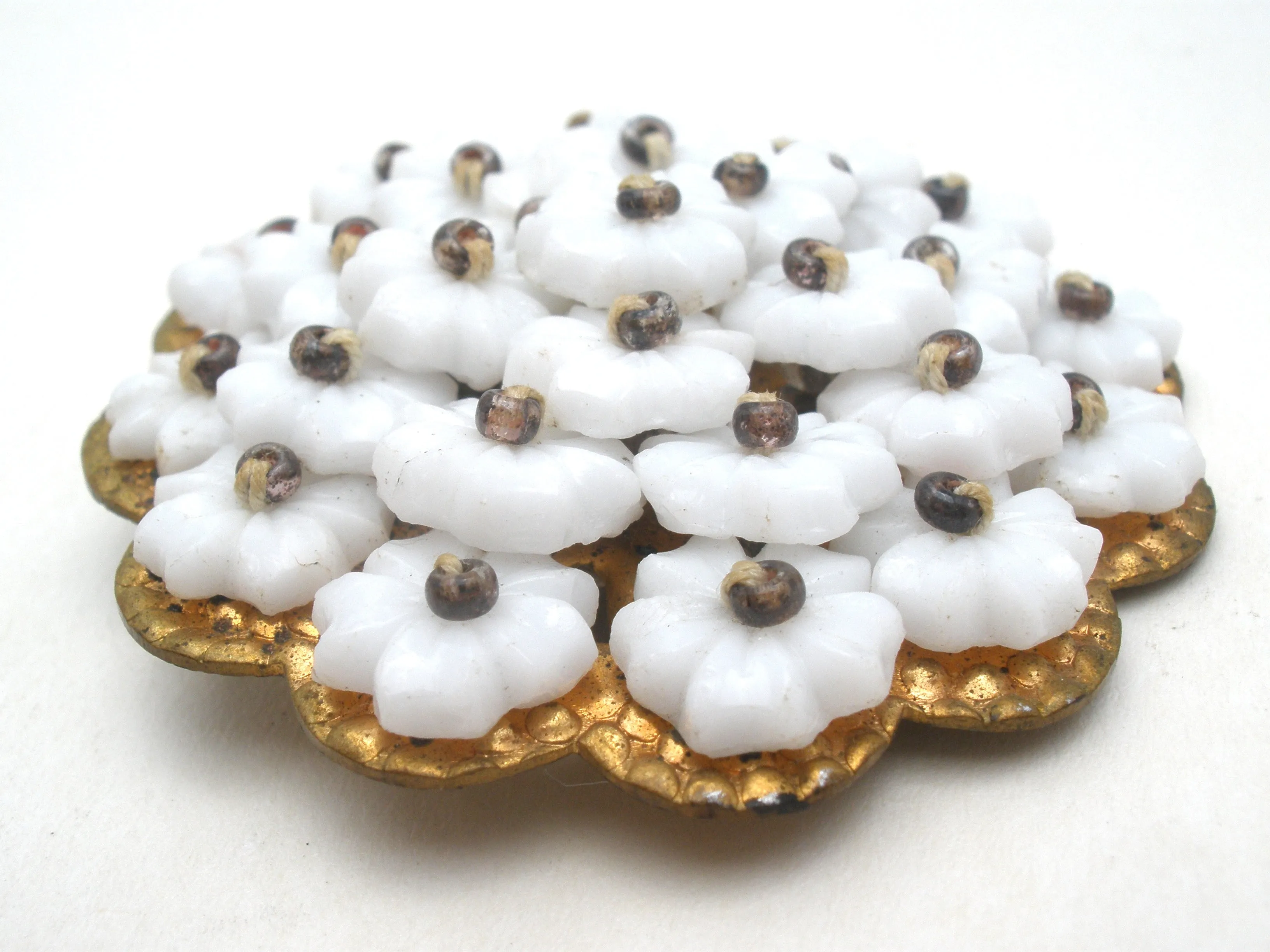 Early Miriam Haskell White Flower Brooch Vintage