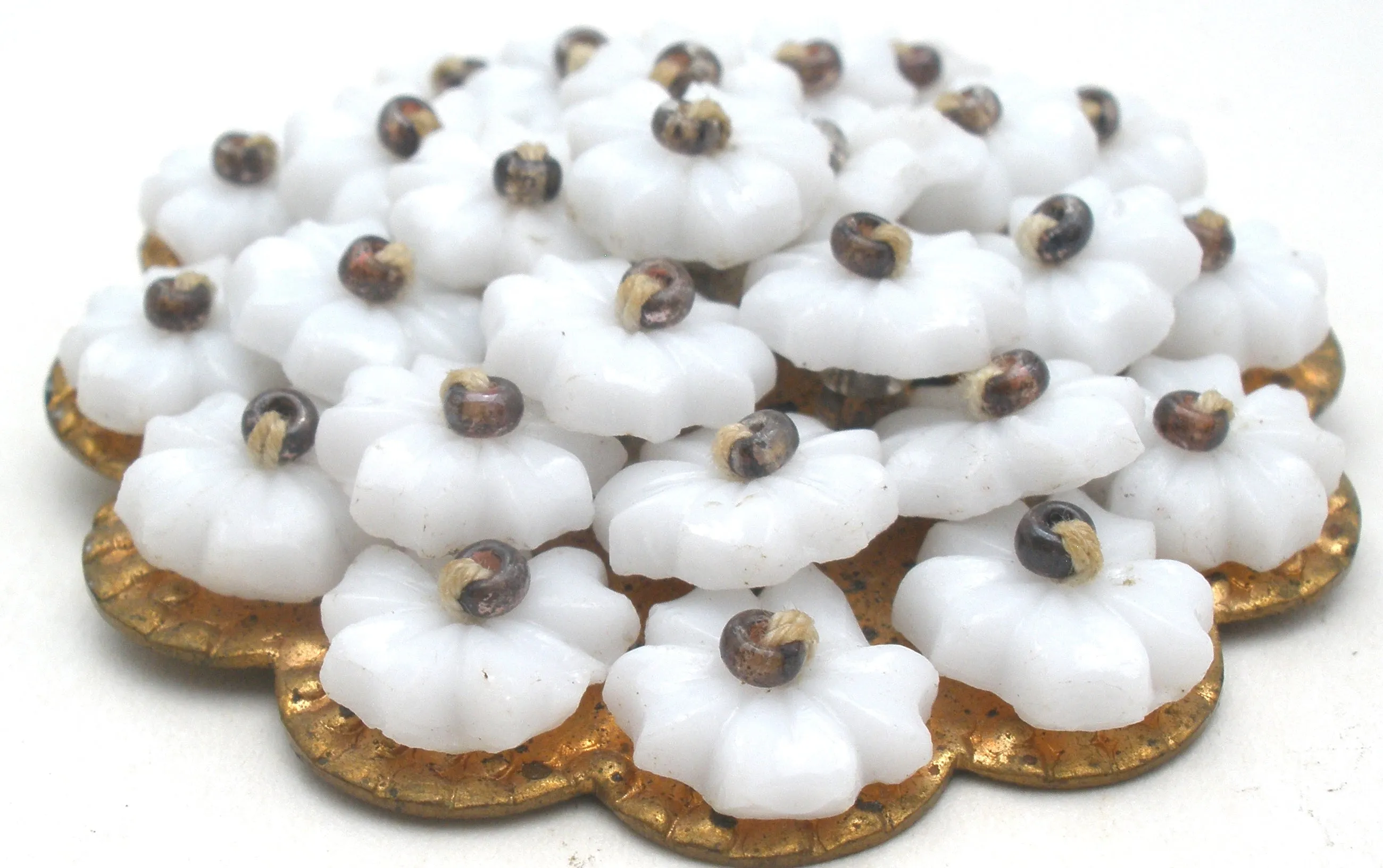 Early Miriam Haskell White Flower Brooch Vintage