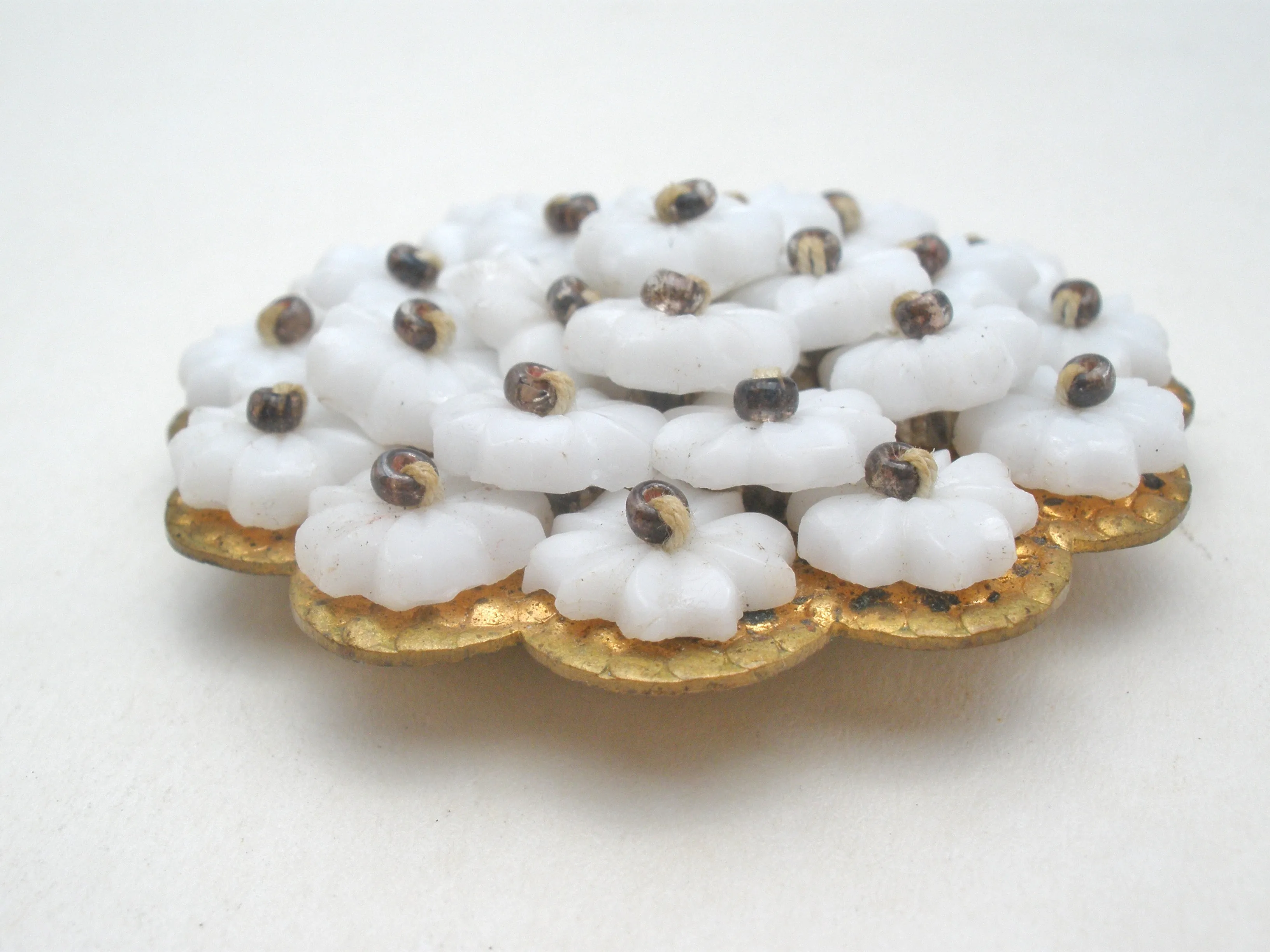 Early Miriam Haskell White Flower Brooch Vintage