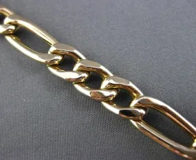 ESTATE WIDE & LONG 14KT YELLOW GOLD CLASSIC ITALIAN FIGARO BRACELET 7mm #24152