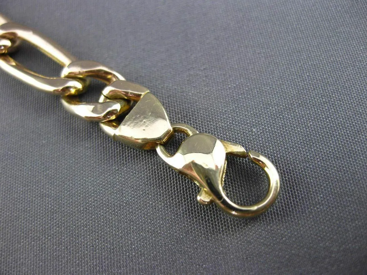 ESTATE WIDE & LONG 14KT YELLOW GOLD CLASSIC ITALIAN FIGARO BRACELET 7mm #24152