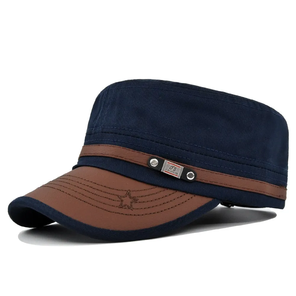 Fashion Cotton Women's Military Hats Men's Cap Flat Top Adjustable Military Cap Baseball Caps  Adult Dad Hat