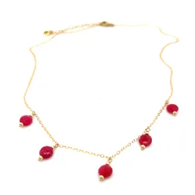 five-station ruby coin charm necklace