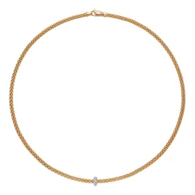 Fope 18K Yellow and White Gold Prima Collection Necklace with Diamond Rondel, 17 inch