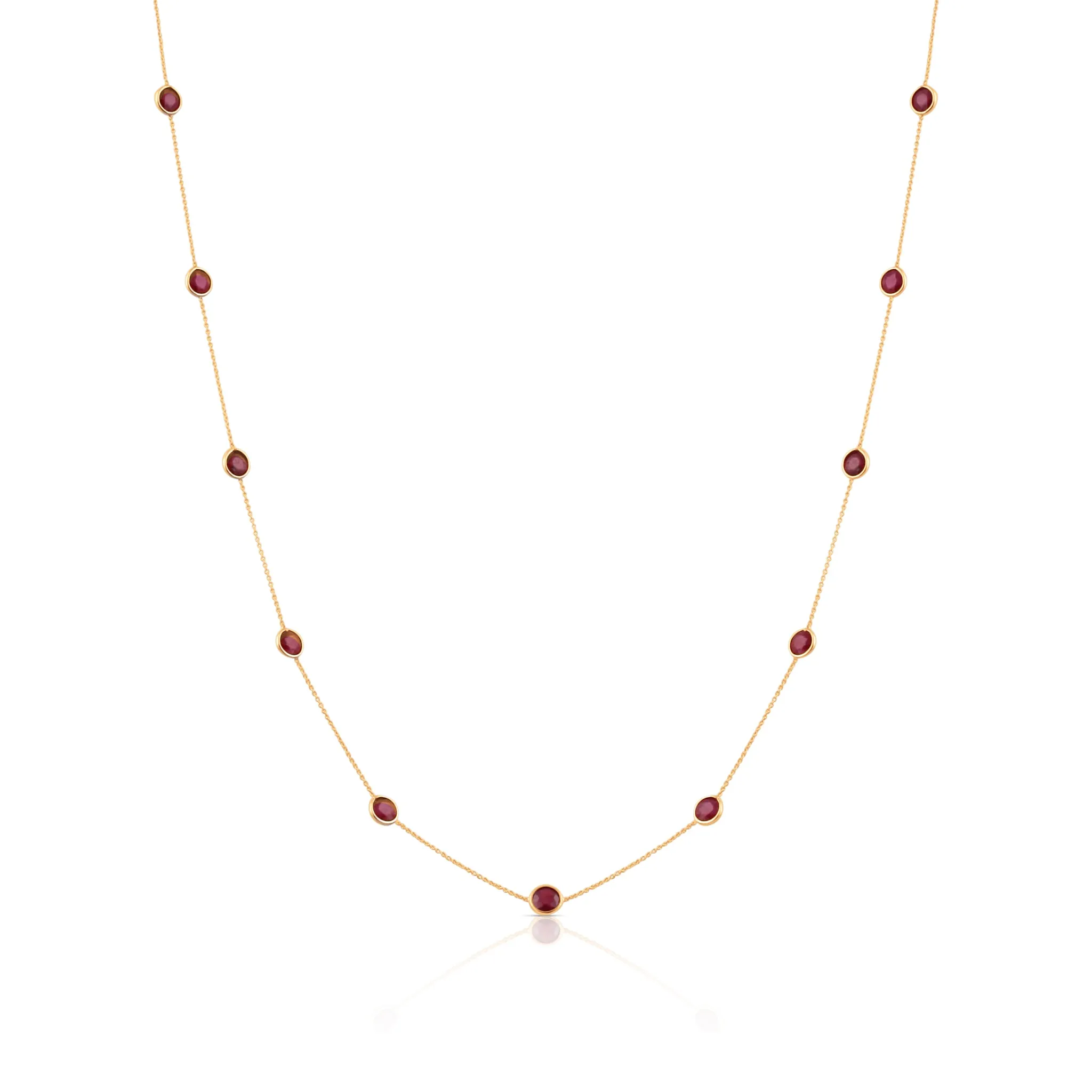 Gemstone Round Necklace  In 18K Yellow Gold