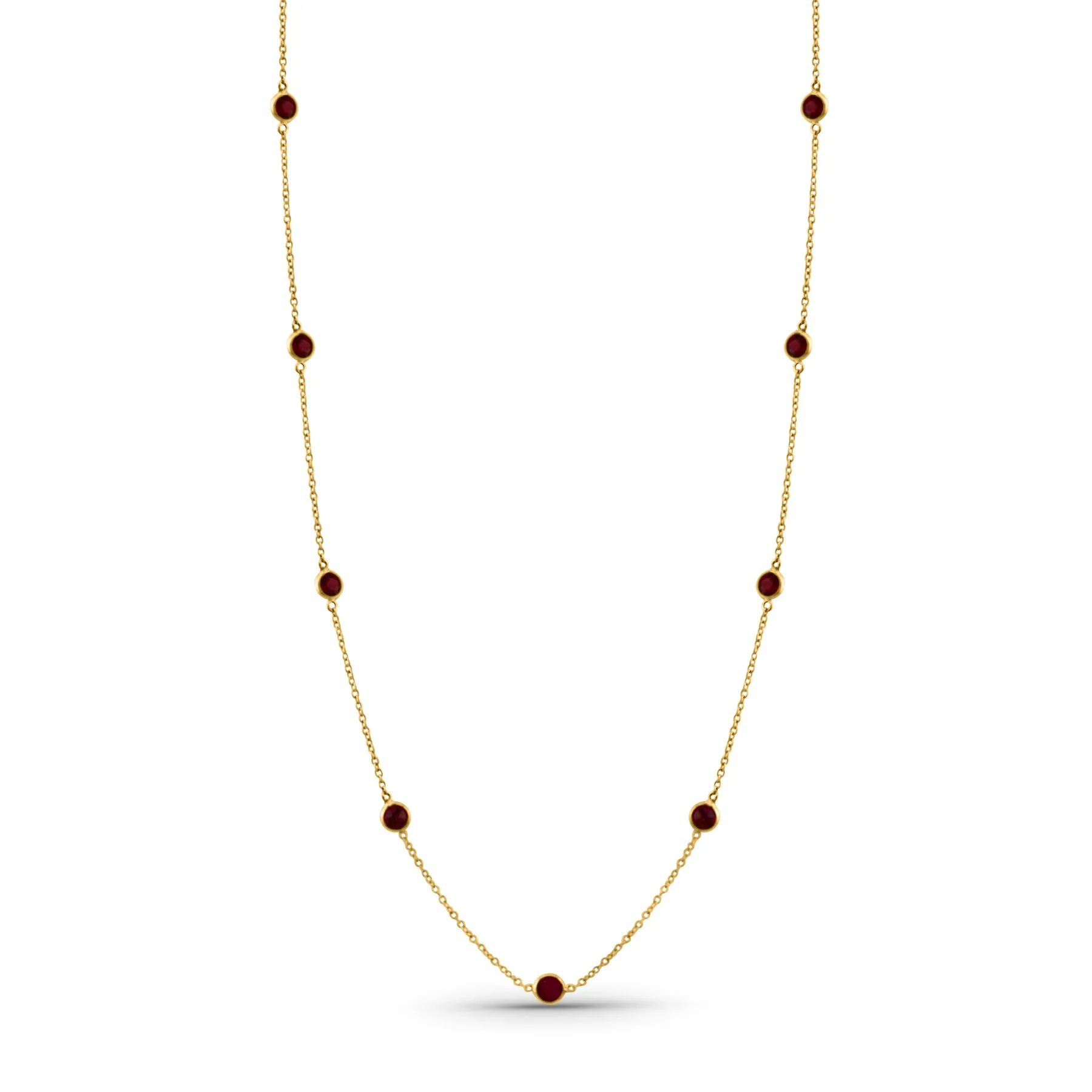 Gemstone Round Necklace  In 18K Yellow Gold