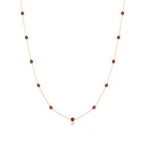 Gemstone Round Necklace  In 18K Yellow Gold