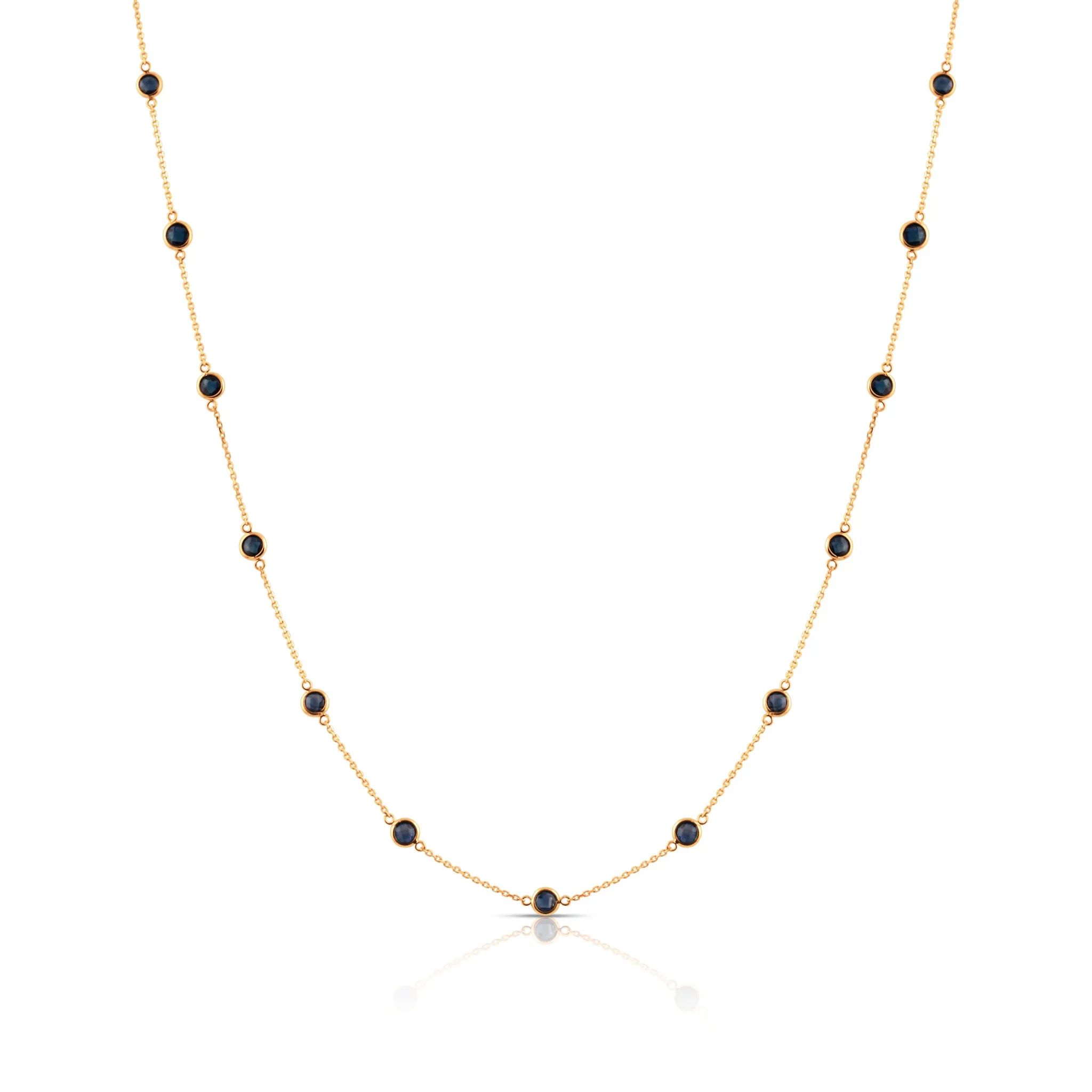 Gemstone Round Necklace  In 18K Yellow Gold