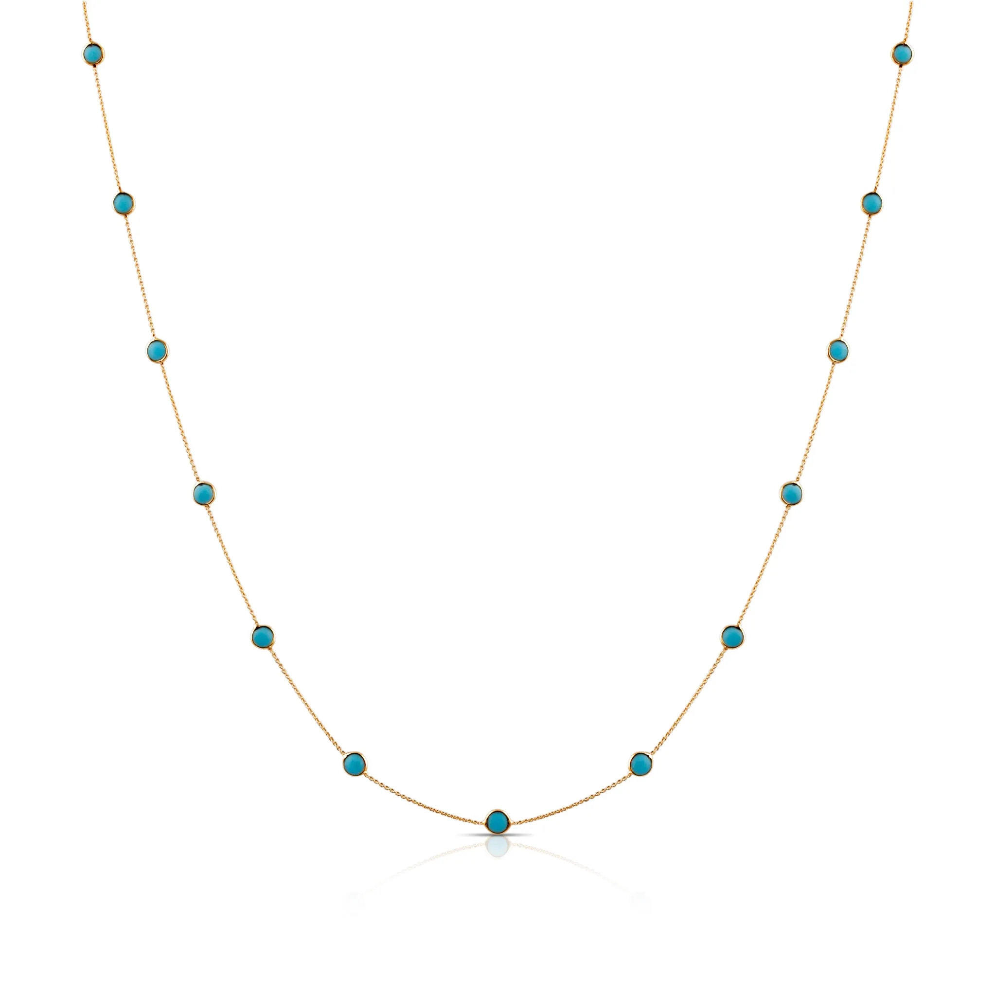 Gemstone Round Necklace  In 18K Yellow Gold