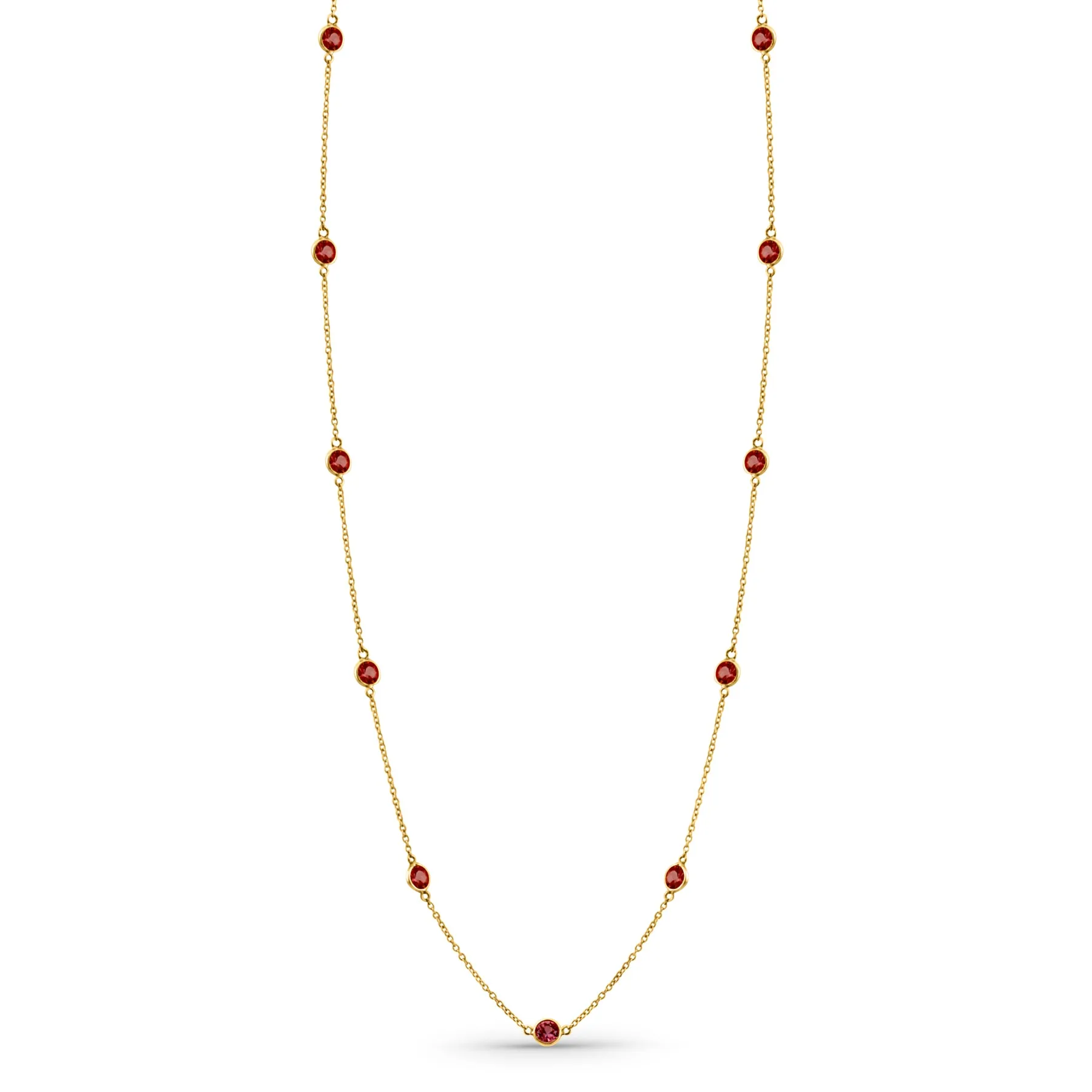 Gemstone Round Necklace  In 18K Yellow Gold