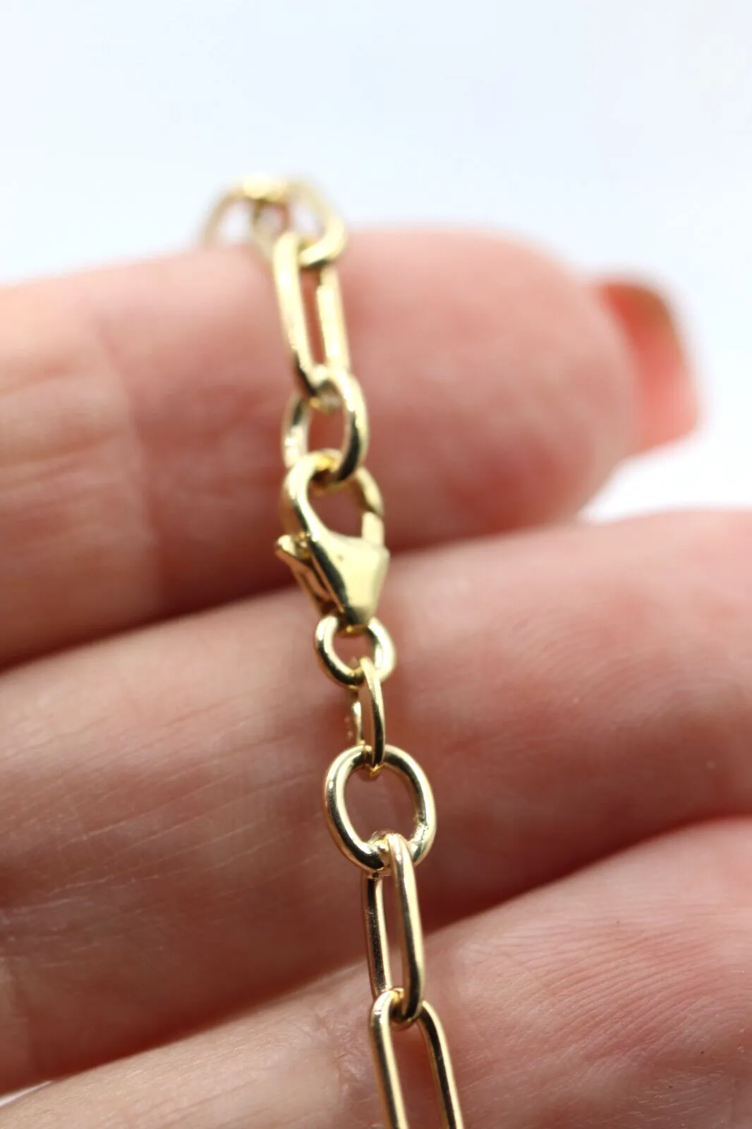 Genuine Handmade 19cm 9ct Yellow Gold Paper Clip Paperclip Bracelet