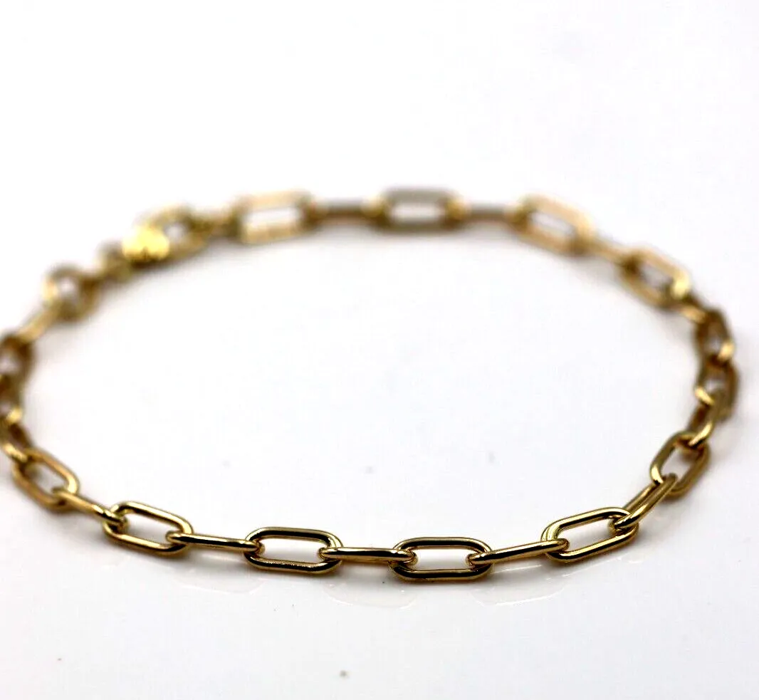 Genuine Handmade 19cm 9ct Yellow Gold Paper Clip Paperclip Bracelet