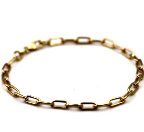 Genuine Handmade 19cm 9ct Yellow Gold Paper Clip Paperclip Bracelet