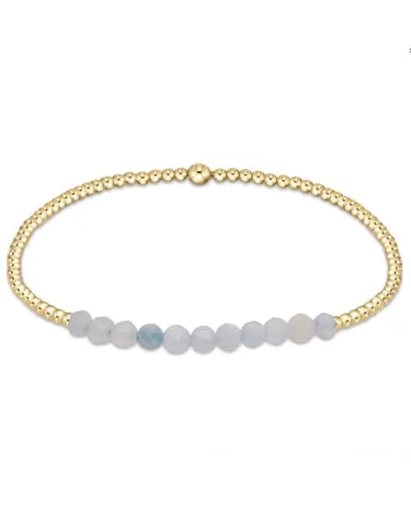 Gold Bliss 2mm Bead Bracelet - Aquamarine