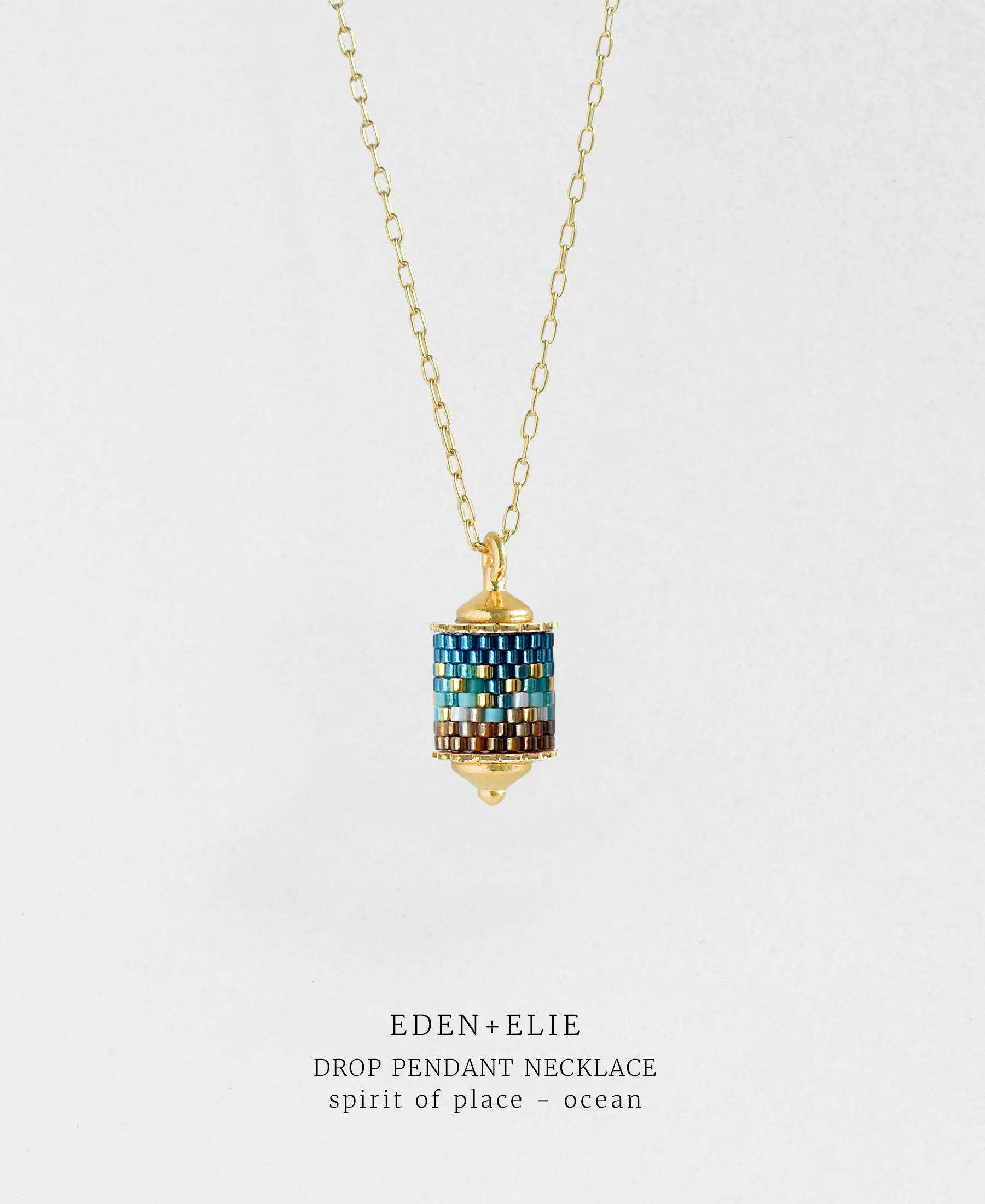Gold Charm Bracelet   Drop Pendant Necklace Set - Spirit of Place Ocean