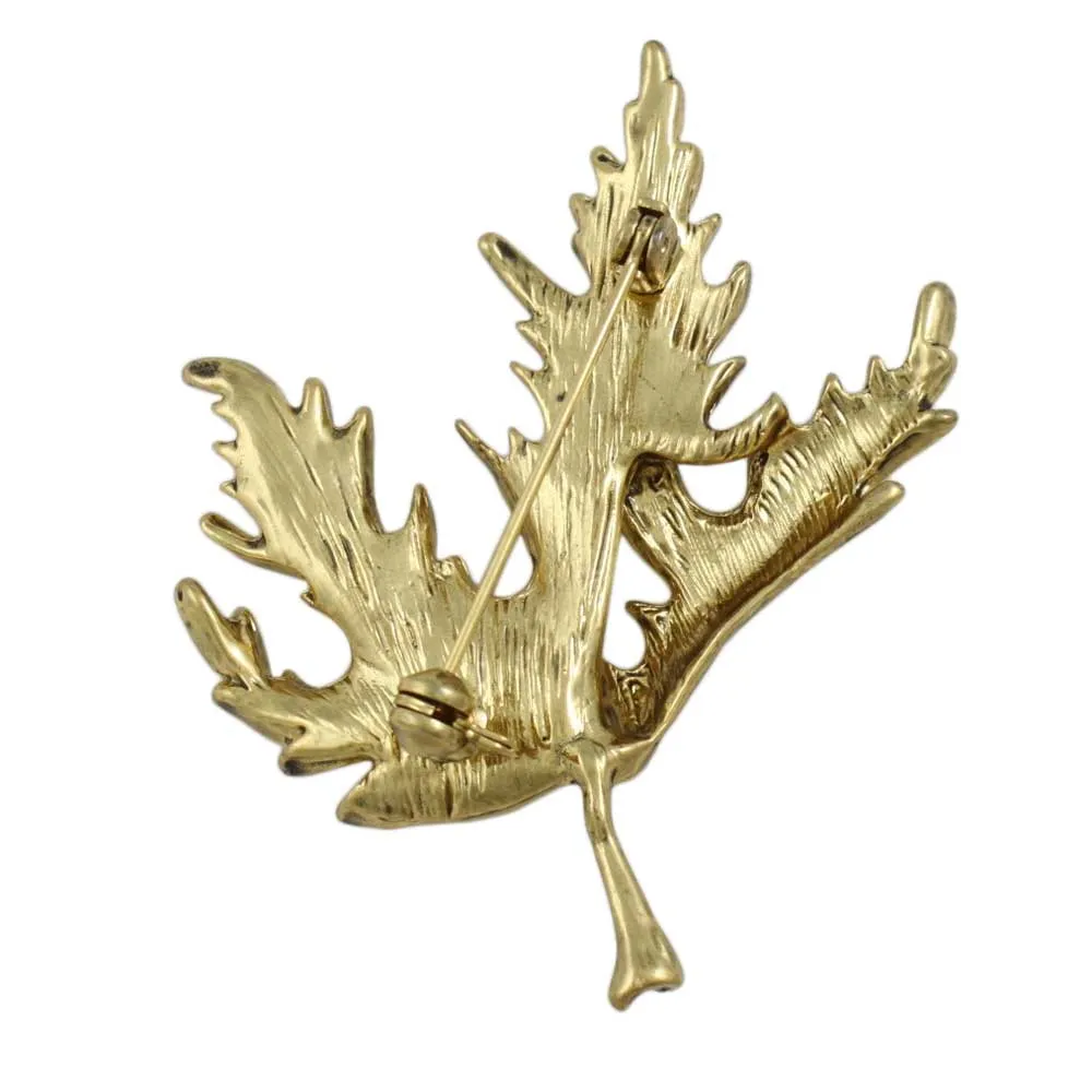 Gold-plated Leaf Blowing in the Wind Brooch Pin - PF106