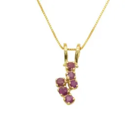 Gold Ruby Pendant - Natural Ruby Necklace, July Birthstone Pendant
