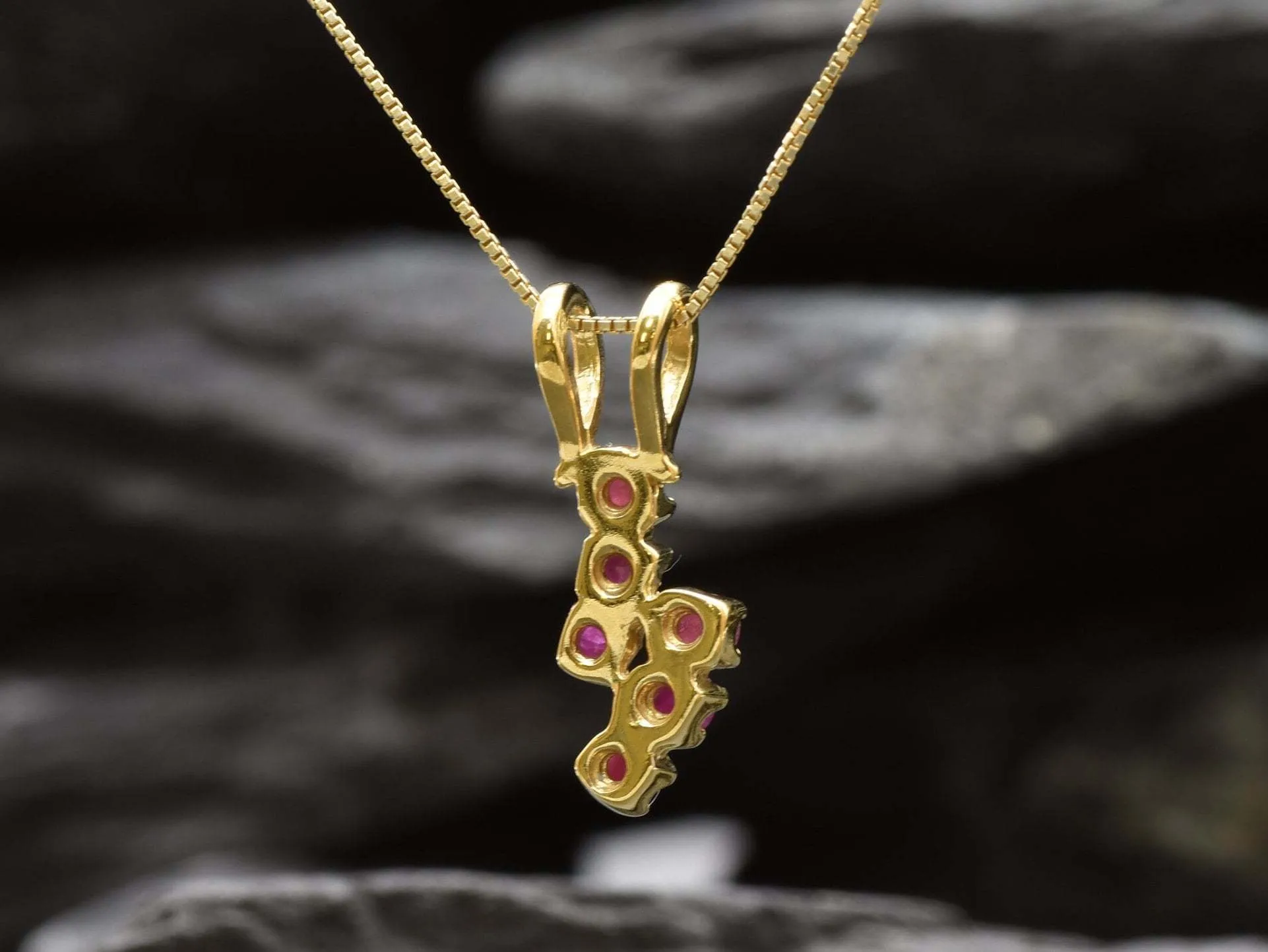 Gold Ruby Pendant - Natural Ruby Necklace, July Birthstone Pendant