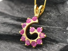 Gold Ruby Pendant - Red Spiral Pendant - July Birthstone Necklace