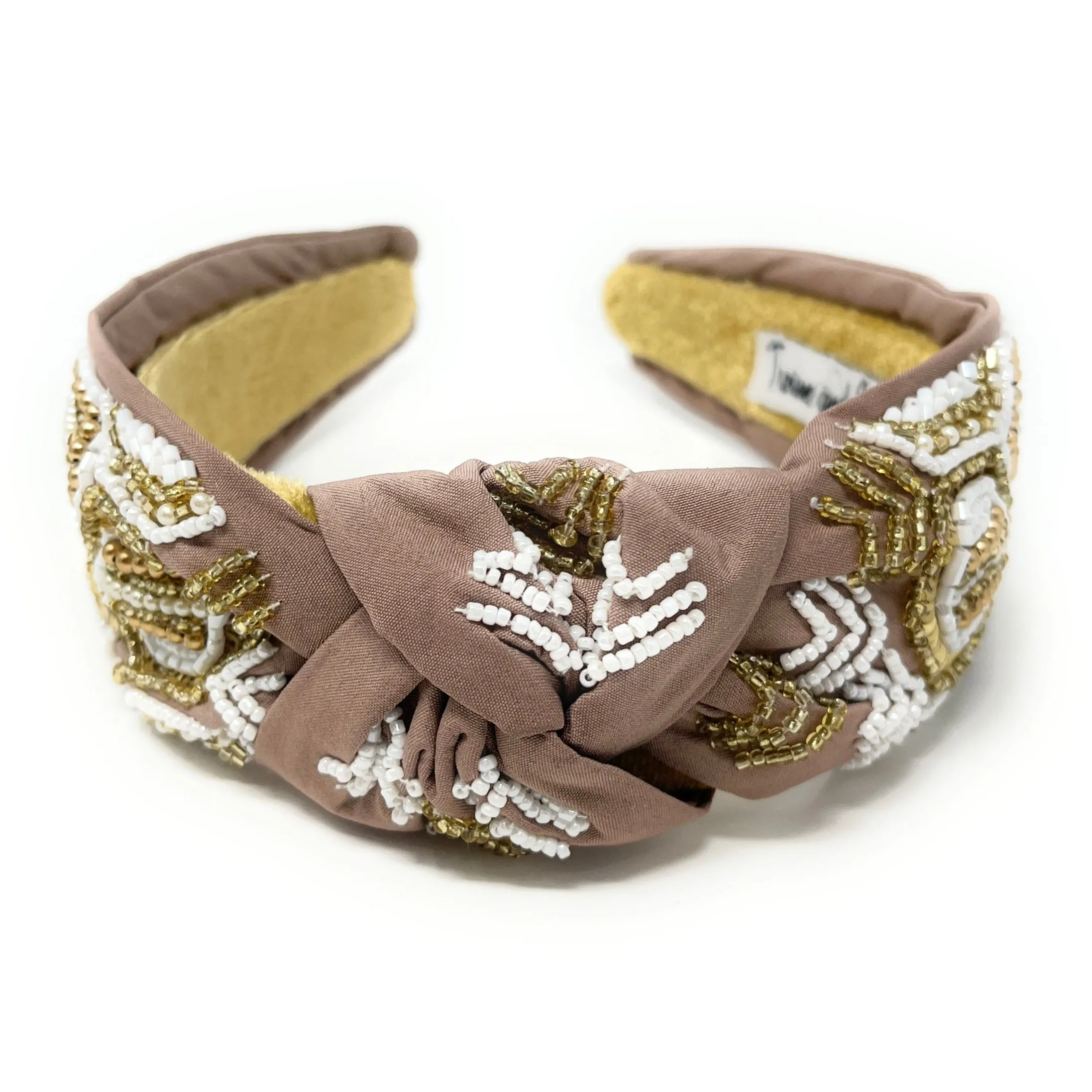 Hand Beaded Neutral Knot Headband